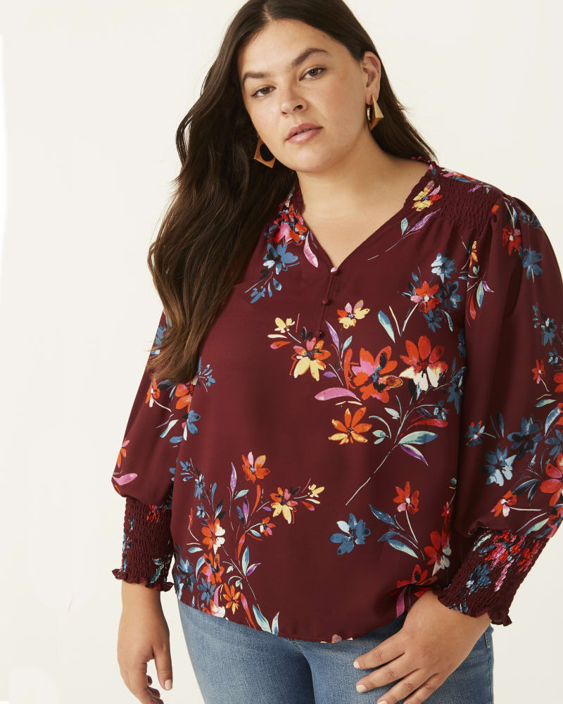 Front of plus size Maya Smocked Blouse by East Adeline | Dia&Co | dia_product_style_image_id:177438